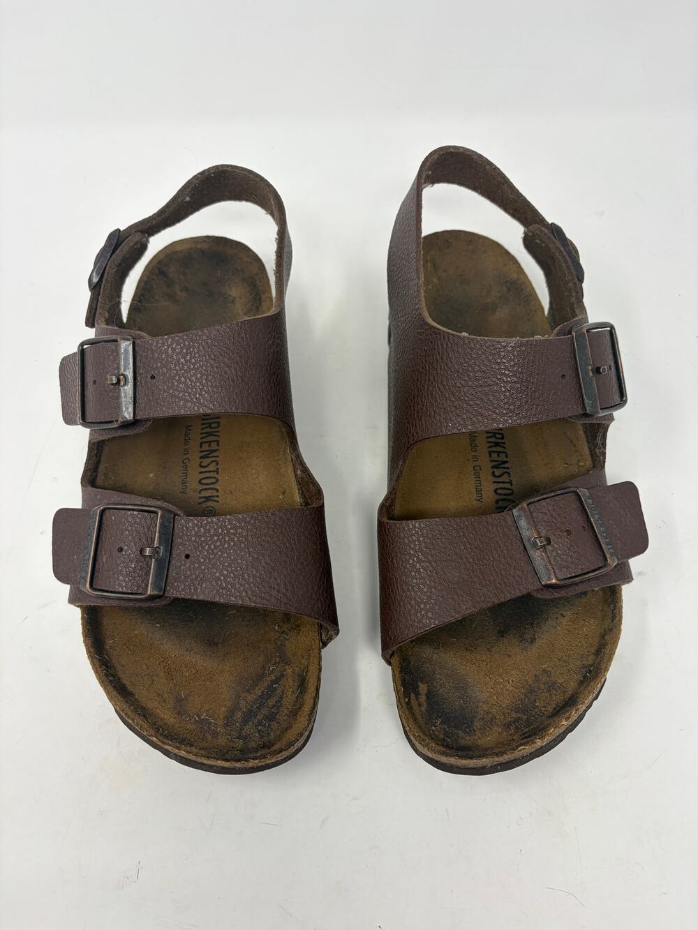 Birkenstock Milano sandals 39 women's 8 brown leather *grass stain*
